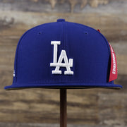 The front of the Los Angeles Dodgers Alpha Industries Side Patch Army Green Undervisor 59FIfty Fitted Cap With Hangtag | Royal Blue 59FIfty Cap