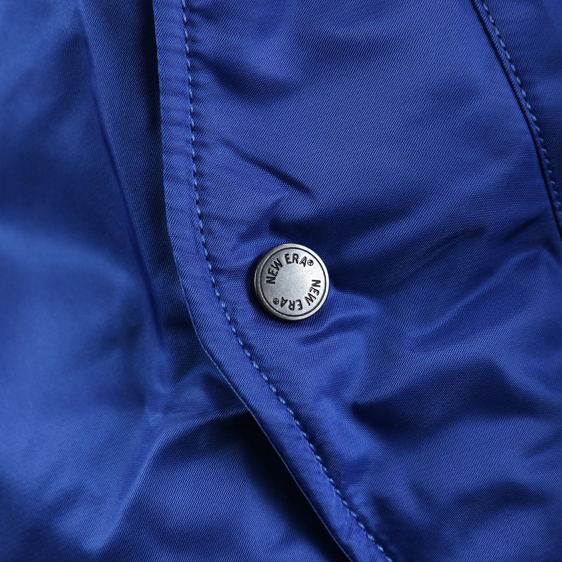 Custom Metal Button With New Era Wordmark Engrvaed on the Cooperstown Brooklyn Dodgers MLB Patch Alpha Industries Reversible Bomber Jacket With Camo Liner | Royal Blue Bomber Jacket