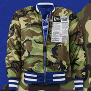 The front of the Camo Liner on the Cooperstown Brooklyn Dodgers MLB Patch Alpha Industries Reversible Bomber Jacket With Camo Liner | Royal Blue Bomber Jacket