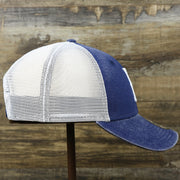 The wearer's right on the Cooperstown Brooklyn Dodgers 1947s Logo Worn Colorway Mesh Back 9Forty Dad Hat | Royal Blue 9Forty Hat