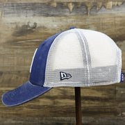The wearer's left on the Cooperstown Brooklyn Dodgers 1947s Logo Worn Colorway Mesh Back 9Forty Dad Hat | Royal Blue 9Forty Hat