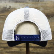 The backside of the Cooperstown Brooklyn Dodgers 1947s Logo Worn Colorway Mesh Back 9Forty Dad Hat | Royal Blue 9Forty Hat
