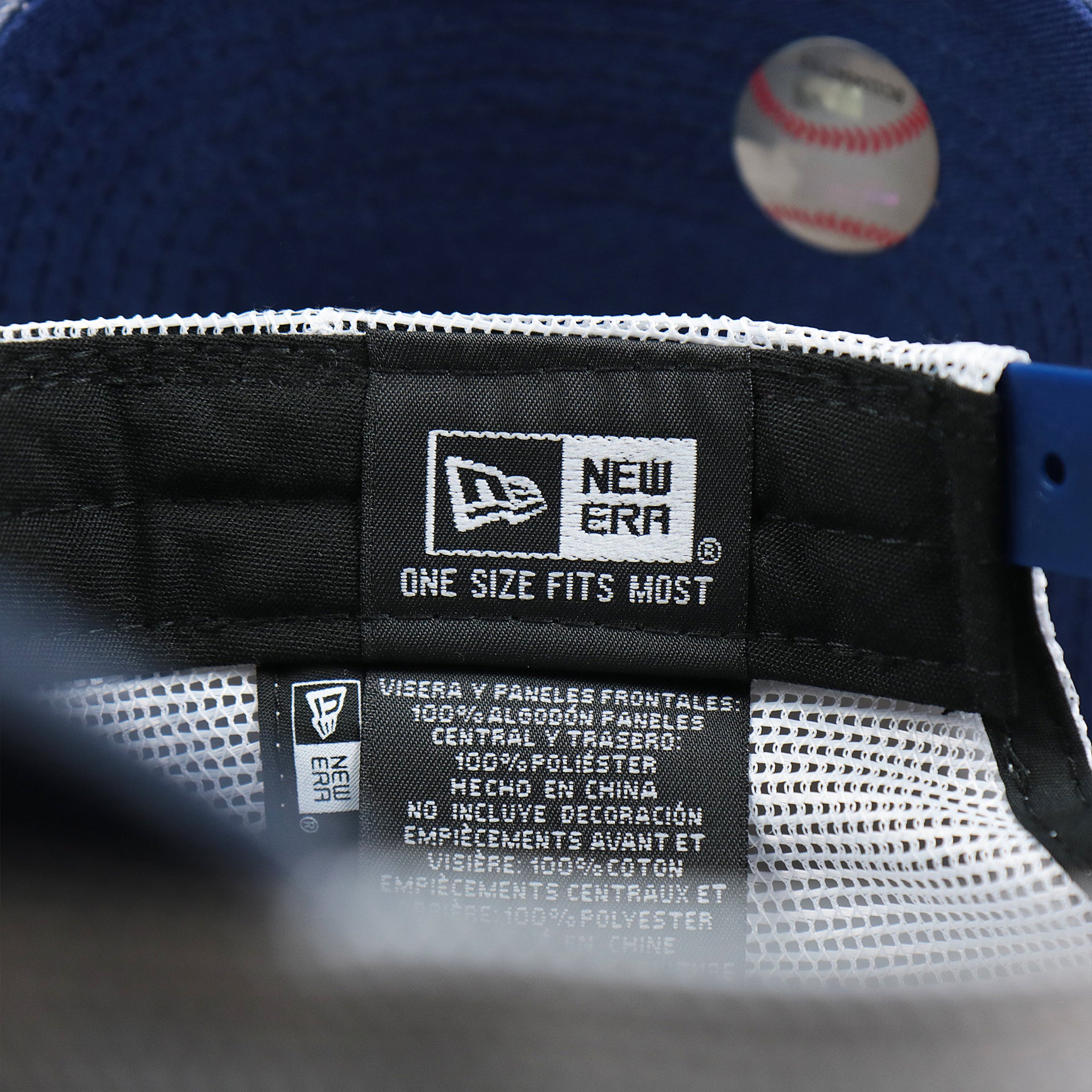 The New Era Tag on the Cooperstown Brooklyn Dodgers 1947s Logo Worn Colorway Mesh Back 9Forty Dad Hat | Royal Blue 9Forty Hat
