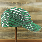 The wearer's right on the Throwback Philadelphia Eagles Zubaz Striped Pattern Dad Hat | Kelly Green Dad Hat