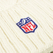 The NFL Logo on the Women’s Philadelphia Eagles 2022 NFC Cuffed Winter Knit Meeko Pom Pom Beanie | Women’s White Winter Beanies