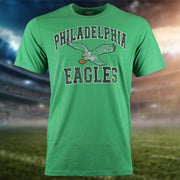 Philadelphia Eagles Throwback Logo Arch Wordmark Premium Franklin Kelly Green T-Shirt