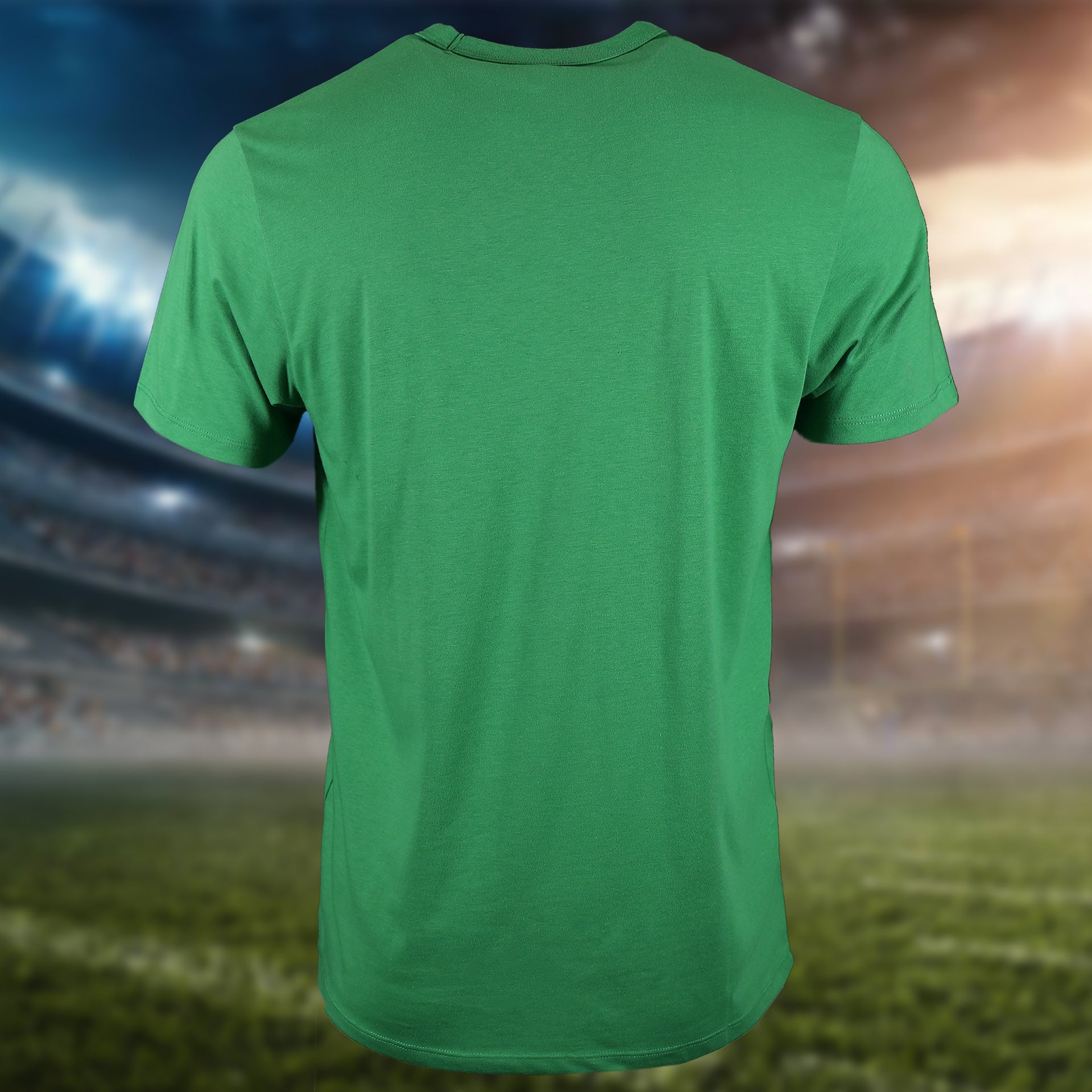 Back of the Philadelphia Eagles Throwback Logo Arch Wordmark Premium Franklin Kelly Green T-Shirt