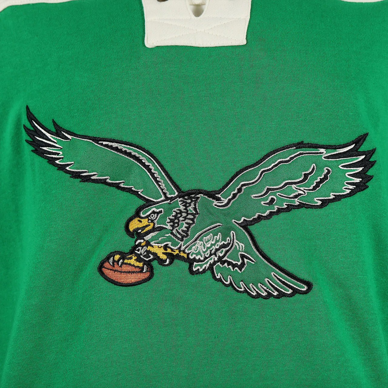 vintage eagles logo on the Philadelphia Eagles Vintage Hockey 47 Lacer Hoodie |  Black, Kelly Green, White