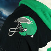 eagles vintage helmet logo on the Philadelphia Eagles Vintage Hockey 47 Lacer Hoodie |  Black, Kelly Green, White