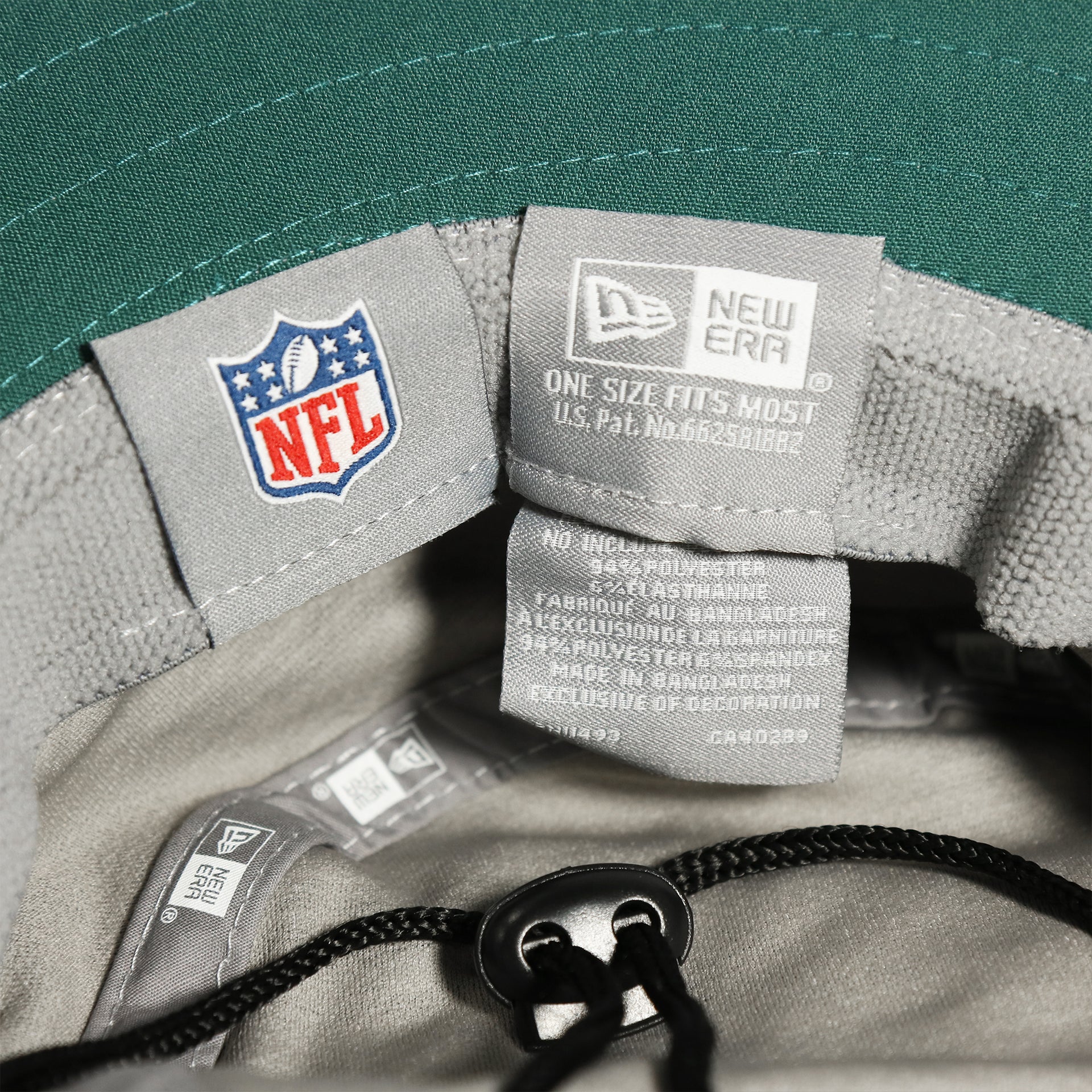 The Tags on the Philadelphia Eagles Summer Training Camp Wide Brim Panama Bucket Hat | Distinct Gray Bucket Hat