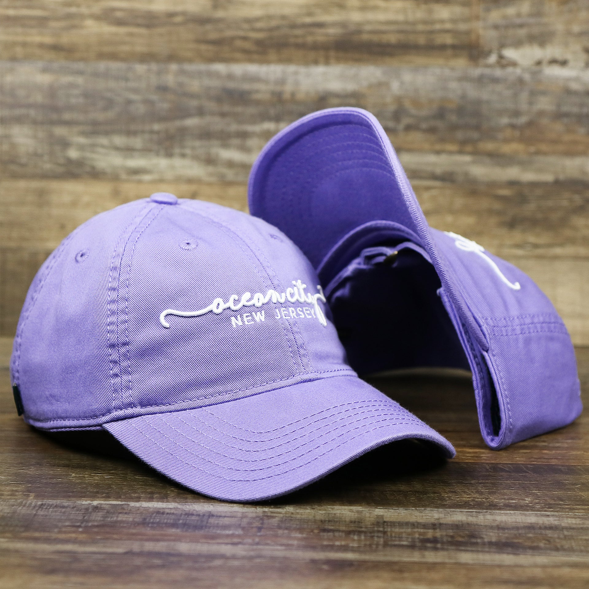 The Ocean City New Jersey Cursive Wordmark Dad Hat | Lavender Dad Hat
