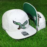 The Throwback Philadelphia Eagles Corduroy Snapback Hat | White Corduroy Snap Cap