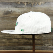 The wearer's left on the Throwback Philadelphia Eagles Corduroy Snapback Hat | White Corduroy Snap Cap