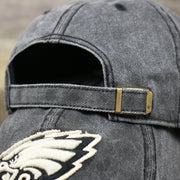 The Gray Adjustable Strap on the Philadelphia Eagles Worn Dark Gray Dad Hat | Worn Dark Gray Dad Hat