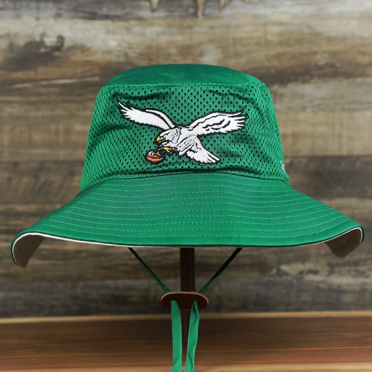 The Throwback Philadelphia Eagles 1987 White Eagles Logo Panama Pail Bucket Hat | Kelly Green Bucket Hat