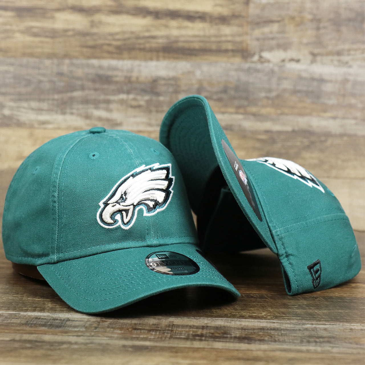 Youth Philadelphia Eagles Classic Team Logo Adjustable Midnight-Green 9Twenty New Era Kid's Dad Hat