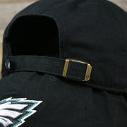 The Black Adjustable Strap on the Philadelphia Eagles Logo Adjustable Dad Hat | Black Dad Hat