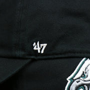 The 47 Brand Logo on the Philadelphia Eagles Logo Adjustable Dad Hat | Black Dad Hat