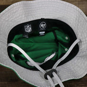 The under visor of the Throwback Philadelphia Eagles Vintage Bucket Hat | 47 Brand, Kelly Green