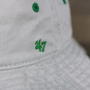 The 47 Brand logo on the Throwback Philadelphia Eagles Vintage Bucket Hat | 47 Brand, Gray