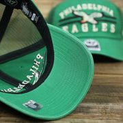 The undervisor on the Throwback Philadelphia Eagles Legacy Logo Highpoint Mesh Back Dad Hat | Mesh Back Kelly Green Dad Hat