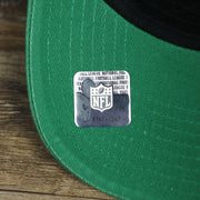 The NFL Sticker on the Throwback Philadelphia Eagles Legacy Logo Highpoint Mesh Back Dad Hat | Mesh Back Kelly Green Dad Hat