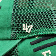 The 47 Brand Logo on the Throwback Philadelphia Eagles Legacy Logo Highpoint Mesh Back Dad Hat | Mesh Back Kelly Green Dad Hat