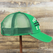 The wearer's right on the Throwback Philadelphia Eagles Legacy Logo Highpoint Mesh Back Dad Hat | Mesh Back Kelly Green Dad Hat