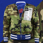 The front of the Camo Liner on the Cooperstown Montreal Expos MLB Patch Alpha Industries Reversible Bomber Jacket With Camo Liner | Royal Blue Bomber Jacket