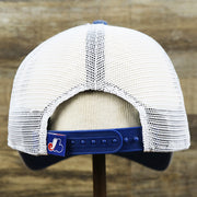 The backside of the Cooperstown Montreal Expos 1969s Logo Worn Colorway Mesh Back 9Forty Dad Hat | Royal Blue 9Forty Hat