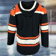 Back of the Philadelphia Flyers Premium Applique Black/Orange/Cream Lacer Hoodie