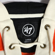 Neck label on the interior of the Philadelphia Flyers Premium Applique Black/Orange/Cream Lacer Hoodie