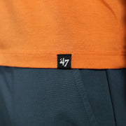 Close up of the 47 label on the Philadelphia Flyers Distressed Arch Wordmark Premium Franklin T-Shirt