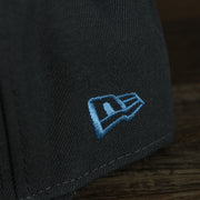 A close up of the New Era logo on the Pittsburgh Pirates 2022 Father's Day On-Field 9Fifty Snapback | Gray