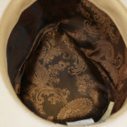 The interior of the Wide Brim Ribbon Mauve Trim Natural Fedora Hat with Brown Paisley Silk Interior | Zertrue 100% Australian Wool