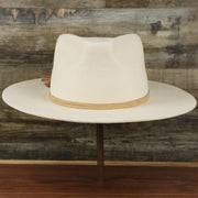 The Wide Brim Ribbon Mauve Trim Natural Fedora Hat with Brown Paisley Silk Interior | Zertrue 100% Australian Wool