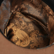 The interior of the Wide Brim Ribbon Edge Brown Fedora Hat with Black Silk Interior | Zertrue 100% Australian Wool