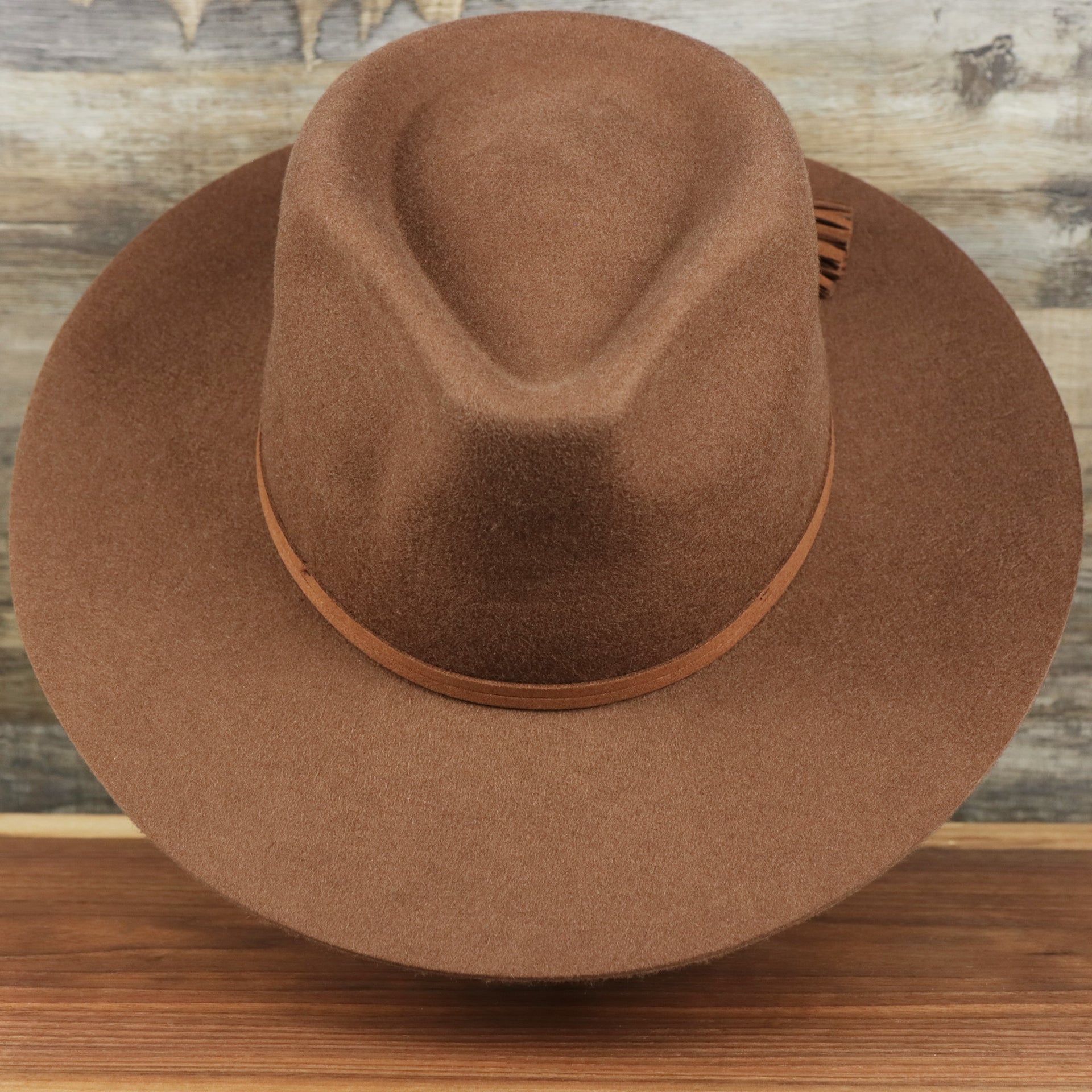 The Wide Brim Ribbon Edge Brown Fedora Hat with Black Silk Interior | Zertrue 100% Australian Wool
