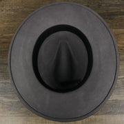 The underbrim of the Wide Brim Ribbon Edge Chared Fedora Hat with Brown Paisley Silk Interior | Zertrue 100% Australian Wool