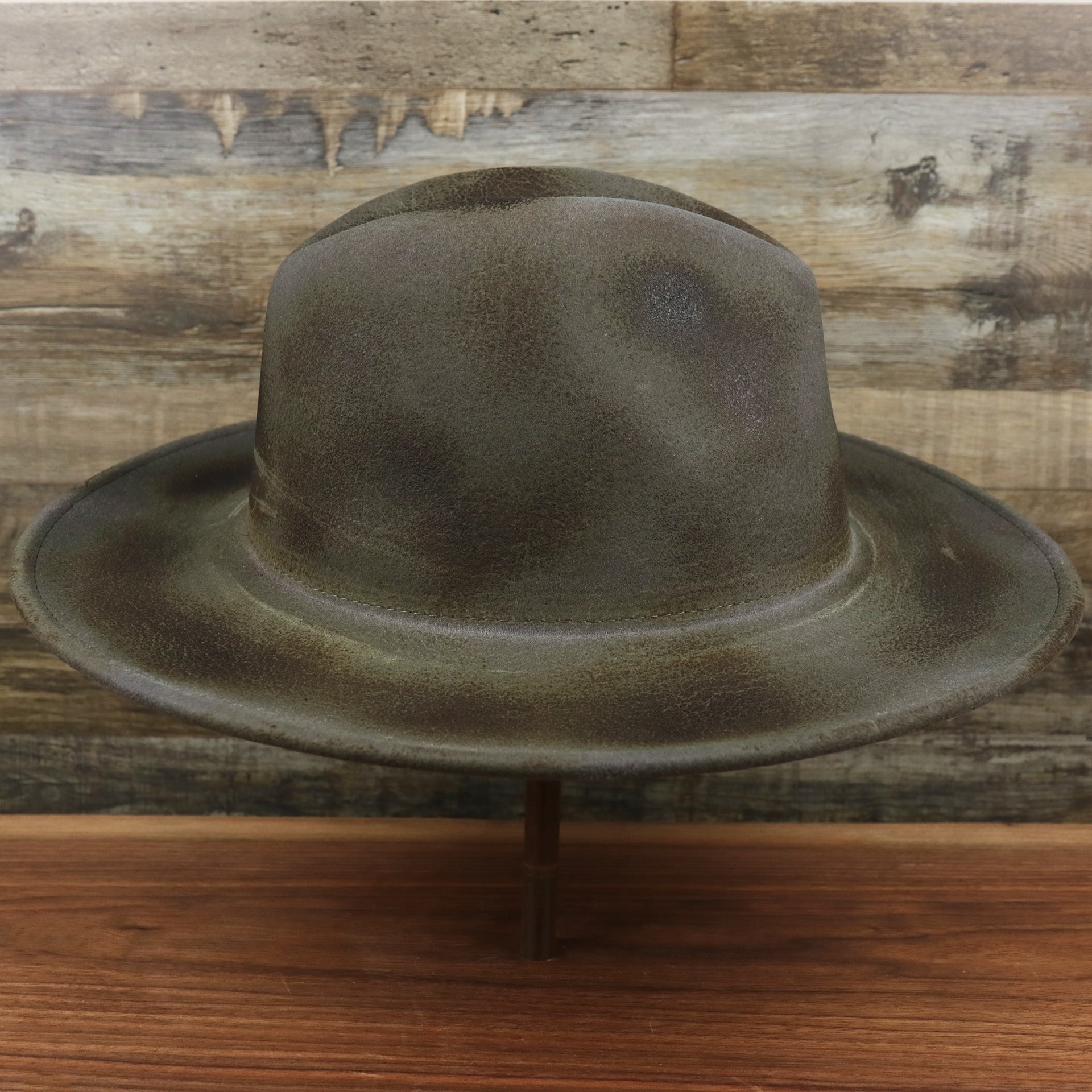 The Wide Brim Ribbon Edge Chared Fedora Hat with Brown Paisley Silk Interior | Zertrue 100% Australian Woo from the side