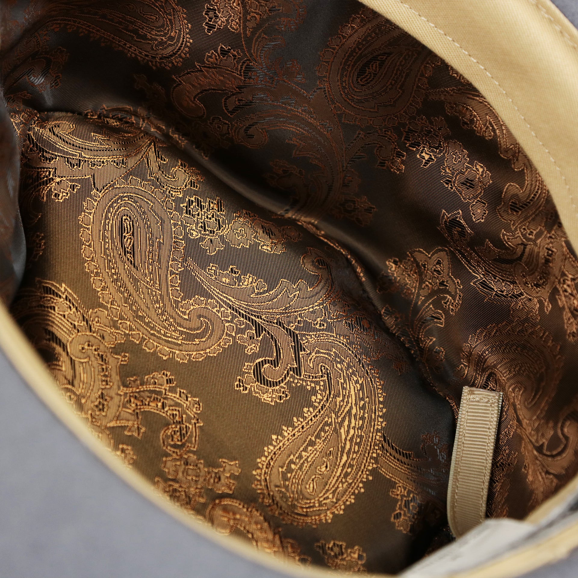 The interior of the Wide Brim Raw Edge Gray Fedora Hat with Black Silk Interior | Zertrue 100% Australian Wool