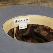The underbrim of the Wide Brim Raw Edge Gray Fedora Hat with Black Silk Interior | Zertrue 100% Australian Wool