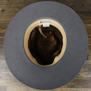 The underside of the Wide Brim Raw Edge Gray Fedora Hat with Black Silk Interior | Zertrue 100% Australian Wool