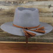 The backside of the Wide Brim Raw Edge Gray Fedora Hat with Black Silk Interior | Zertrue 100% Australian Wool