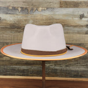 The Wide Brim Ribbon Trim Gray Fedora Hat with Brown Paisley Silk Interior | Zertrue 100% Australian Wool