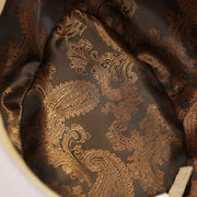 The interior of the Wide Brim Ribbon Trim Gray Fedora Hat with Brown Paisley Silk Interior | Zertrue 100% Australian Wool