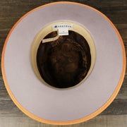 The underside of the Wide Brim Ribbon Trim Gray Fedora Hat with Brown Paisley Silk Interior | Zertrue 100% Australian Wool