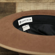 The underbrim on the Wide Brim Raw Edge Walnut Fedora Hat with Brown Paisley Silk Interior | Zertrue 100% Australian Wool