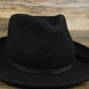 The Can Can Australian Wool Small Brim Folded Edge Fedora Hat with Brown Silk Interior | Brown at an angle