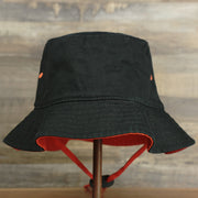 The backside of the Philadelphia Flyers Logo Orange Undervisor Bucket Hat | Black Bucket Hat